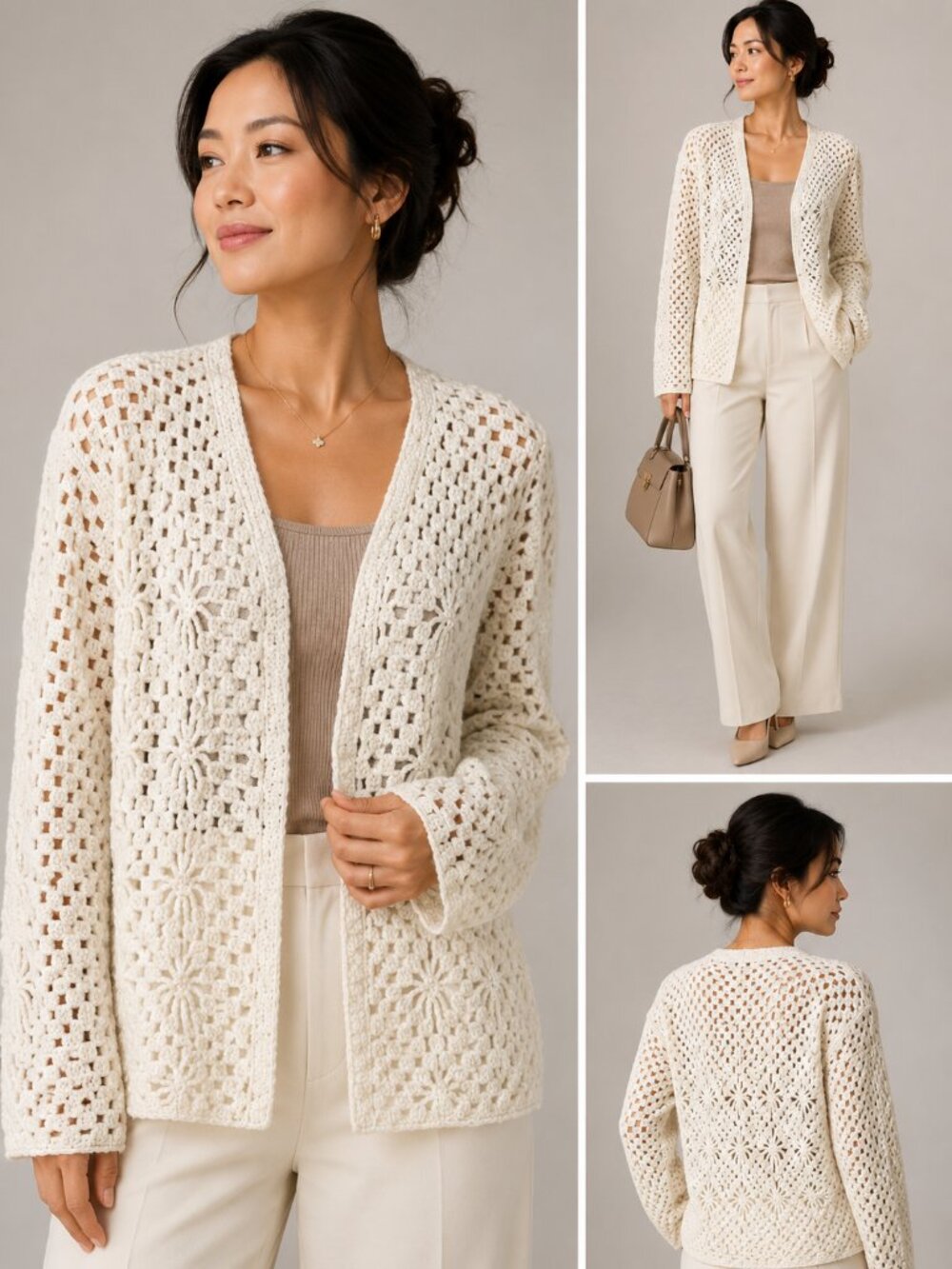 Leroy Vintage Cream Crochet Cardigan
